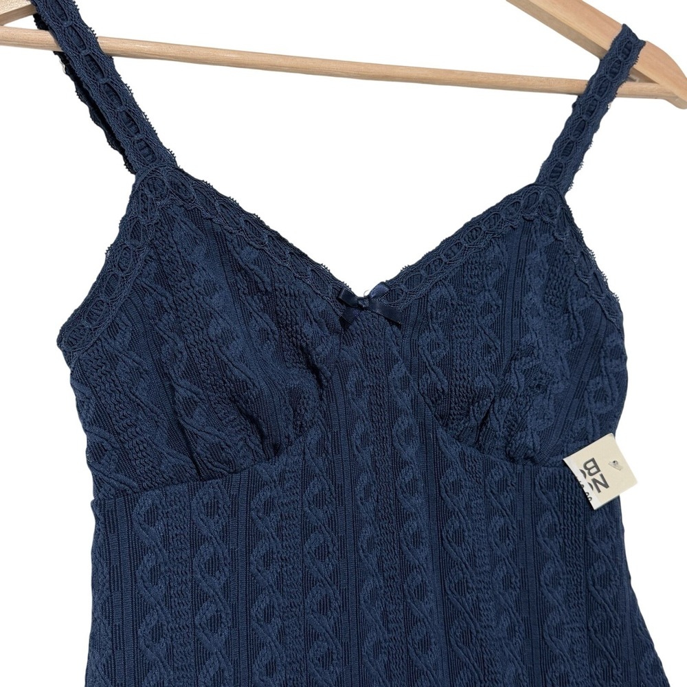 Short Lace Knit Mini Dress Navy Blue XS Y2K Soft Girl Date‎ Night - Picture 3 of 9